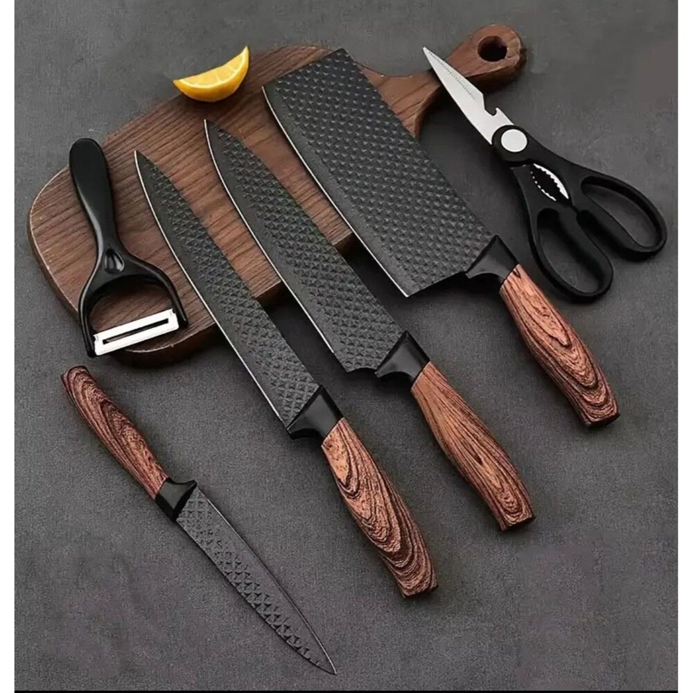 Stainless Steel Kitchen Knives Set Forged Chef Knife Scissors Ceramic Peeler US